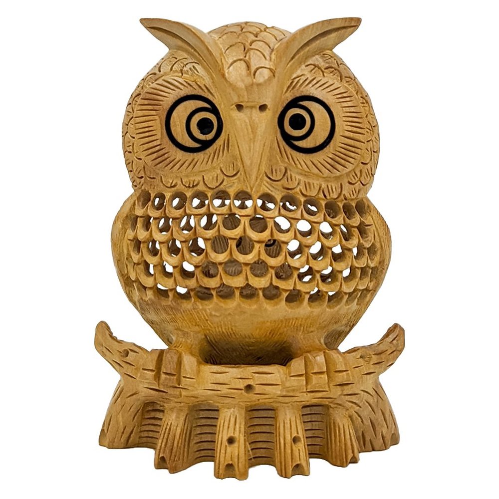 Wooden Handmade Carved Owl Statue (5inch)